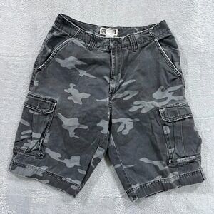 VTG Route 66 Shorts Mens‎ 28* Gray Camo Cotton Cargo Pocket Y2K Retro